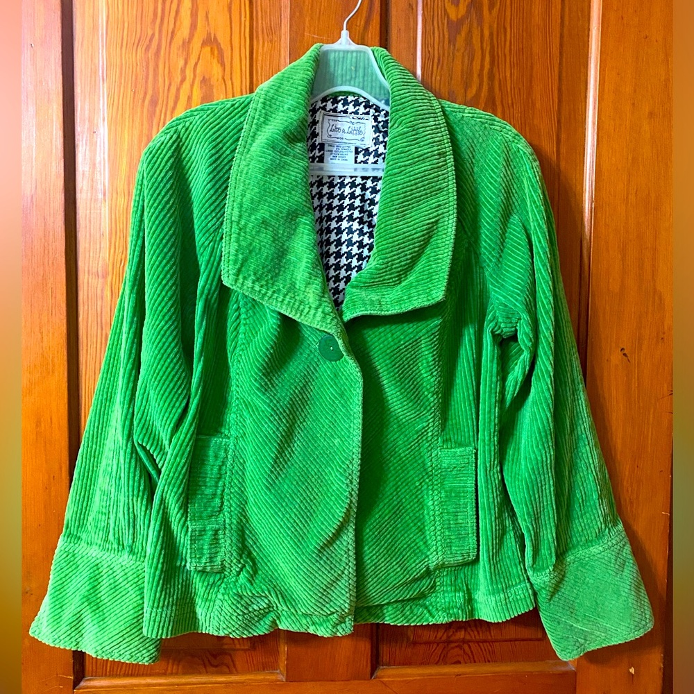 Live A Little Green Corduroy Vintage Style Jacket - size medium